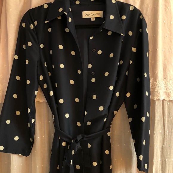 Polka Dot Silk Shirt Dress - Picture 3 of 5
